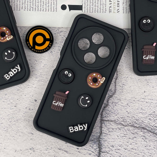 Xiaomi Redmi 14C / Poco C75 4G - Donut Coffee & Cookie Delight Icons Liquid Silicon Case