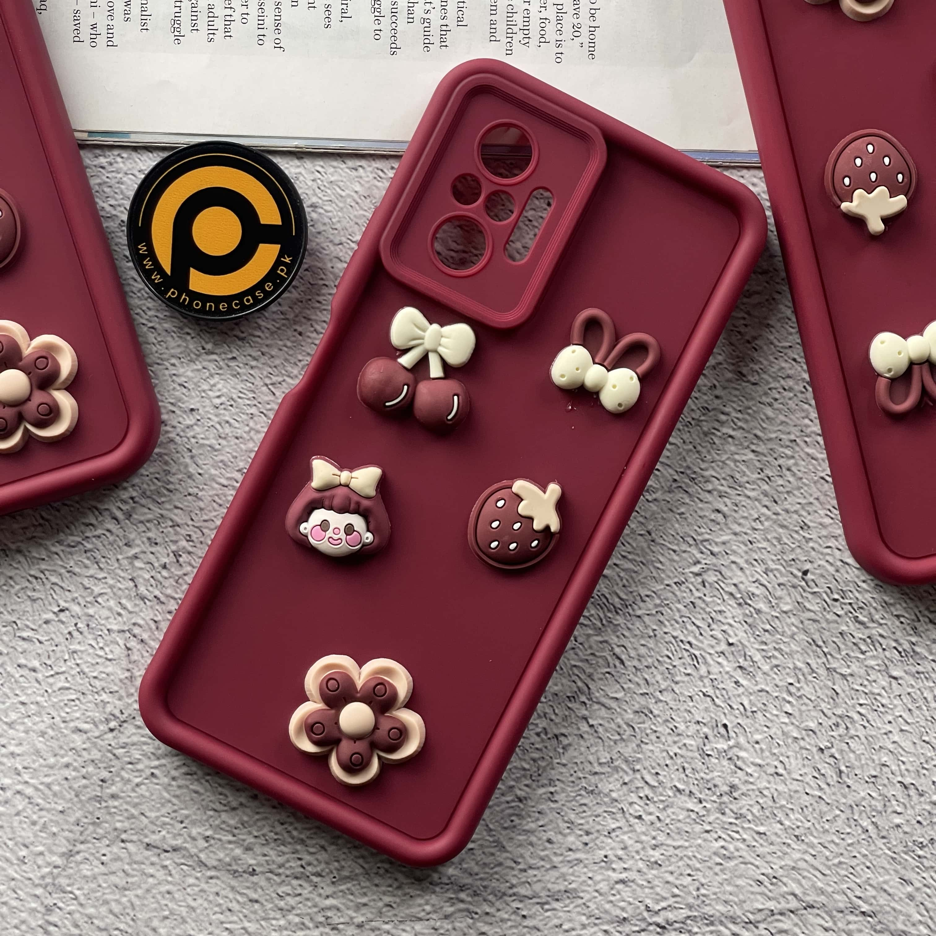 Redmi Note 10 Pro Cute 3D Cherry Flower Icons Silicon Case