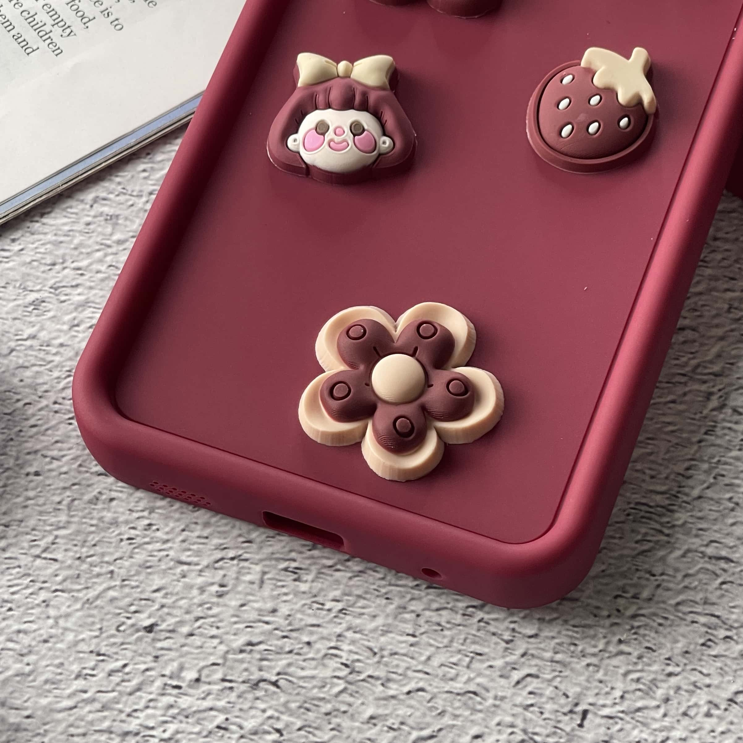 Redmi Note 10 Pro Cute 3D Cherry Flower Icons Silicon Case