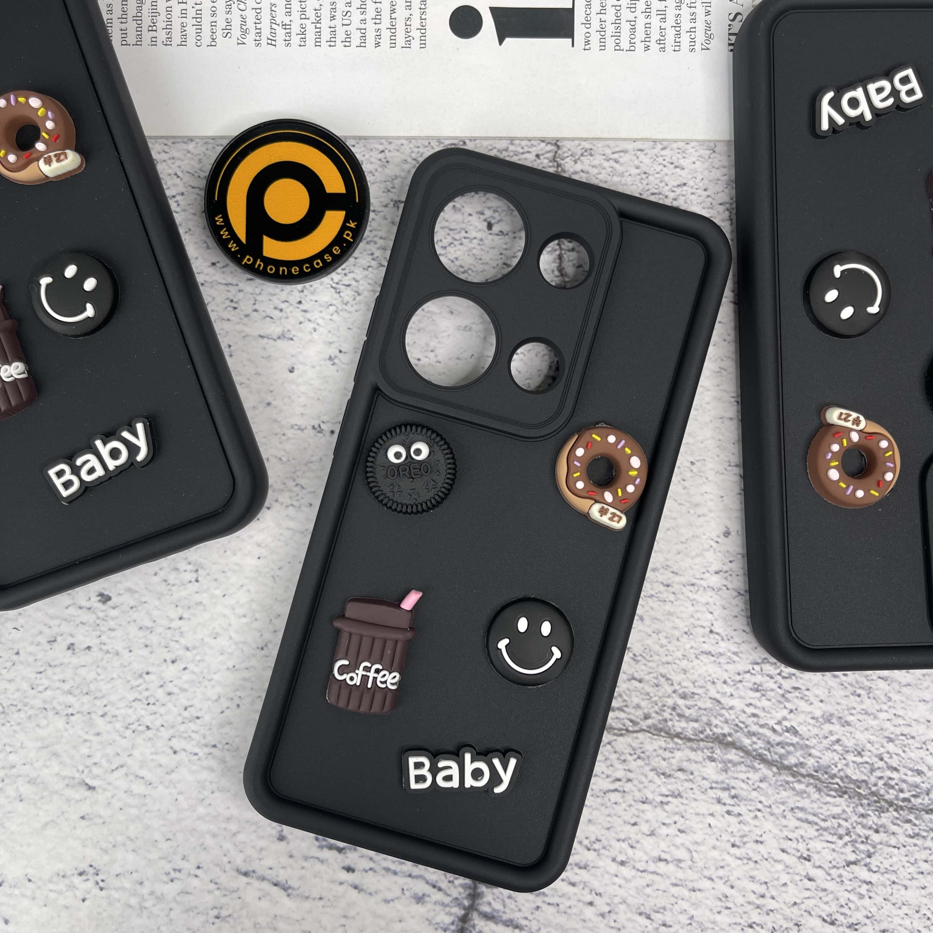 Redmi Note 13 Pro Donut Coffee & Cookie Delight Icons Liquid Silicon Case