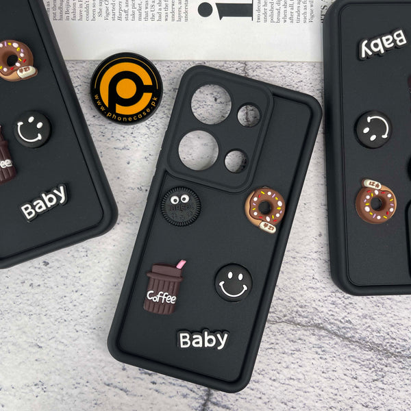 Redmi Note 13 Pro 4G / Poco M6 Pro 4G Donut Coffee & Cookie Delight Icons Liquid Silicon Case