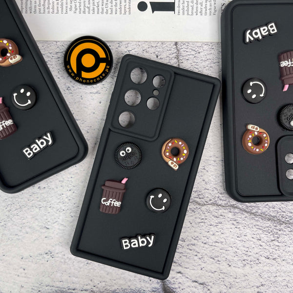 Galaxy S24 Ultra Donut Coffee & Cookie Delight Icons Liquid Silicon Case