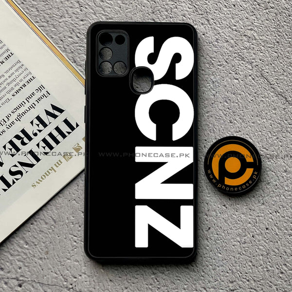 Samsung Galaxy A21s - SCNZ - Premium Printed Glass soft Bumper Shock Proof Case