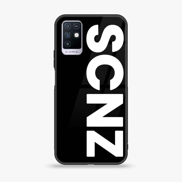 Infinix Note 10 - SCNZ - Premium Printed Glass soft Bumper Shock Proof Case