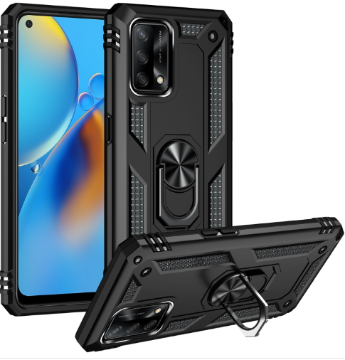 Oppo F19/A74/A95 Vanguard Military Armor Case with Ring Grip Kickstand