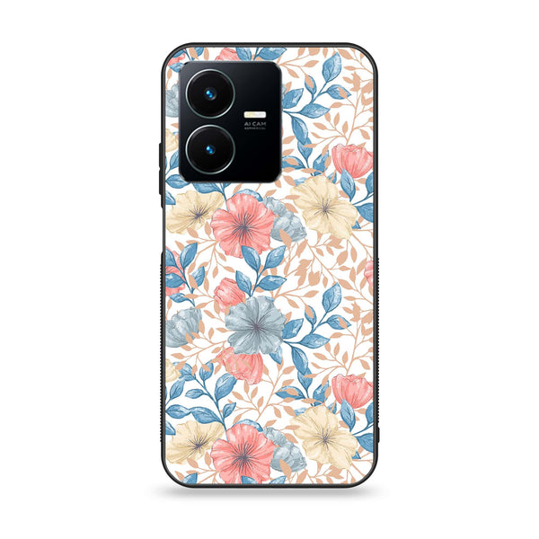 Vivo Y22 - Seamless Flower - Premium Printed Glass soft Bumper Shock Proof Case