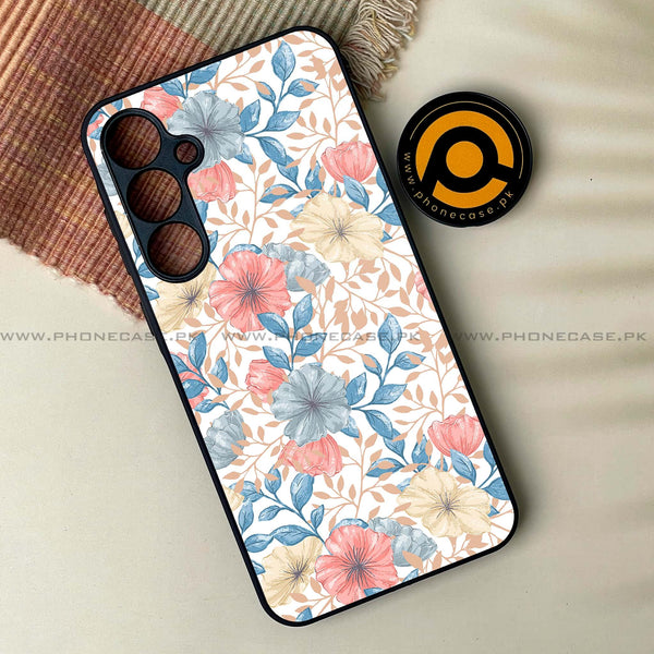 Samsung Galaxy A34 - Seamless Flower - Premium Printed Glass soft Bumper Shock Proof Case CS-48491