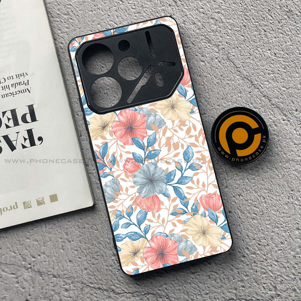 Tecno Pova 6 Pro - Seamless Flower - Premium Metal  Printed soft Bumper shock Proof Case