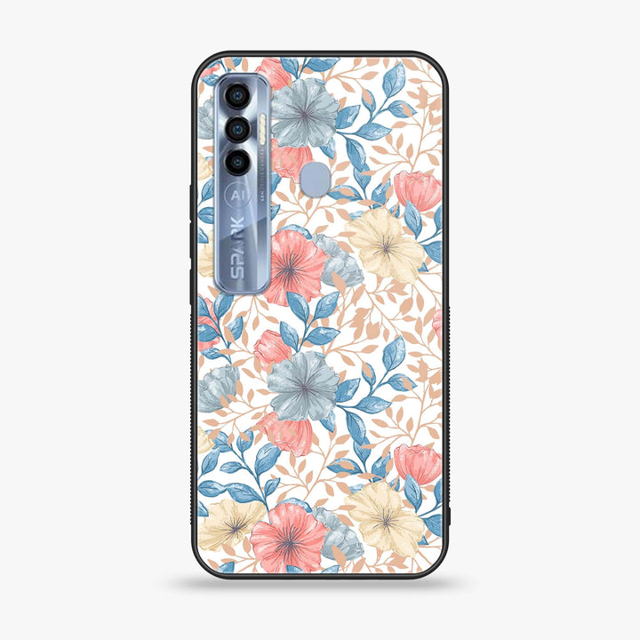 Tecno Spark 7 Pro - Seamless Flower - Premium Printed Glass soft Bumper Shock Proof Case