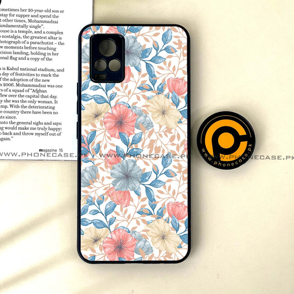 Vivo V20 - Seamless Flower- Premium Printed Glass soft Bumper Shock Proof Case