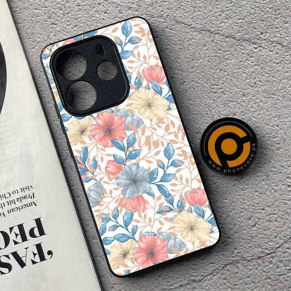 Xiaomi Redmi Note 14 - Seamless Flower - Premium Printed Glass soft Bumper Shock Proof Case