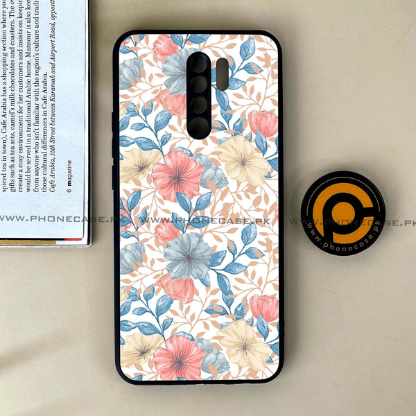 Xiaomi Redmi 9 - Seamless Flower - Premium Printed Glass soft Bumper Shock Proof Case