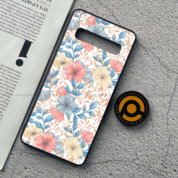 Samsung Galaxy S10 5G - Seamless Flower - Premium Printed Glass soft Bumper Shock Proof Case