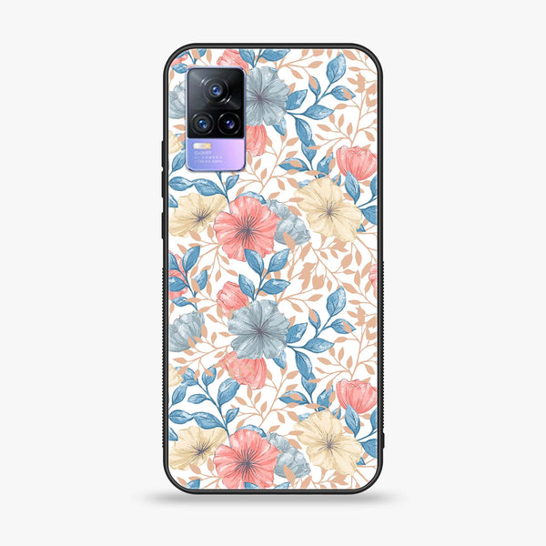 Vivo V21e - Seamless Flower - Premium Printed Glass soft Bumper Shock Proof Case