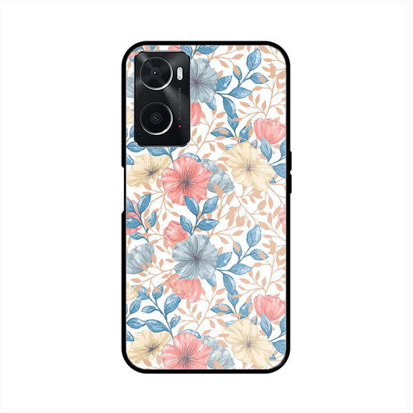 oppo A96 - Seamless Flower - Premium Printed Glass soft Bumper Shock Proof Case