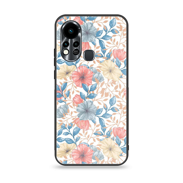 Infinix Hot 11S NFC  Seamless Flower Premium Printed Glass soft Bumper Shock Proof Case