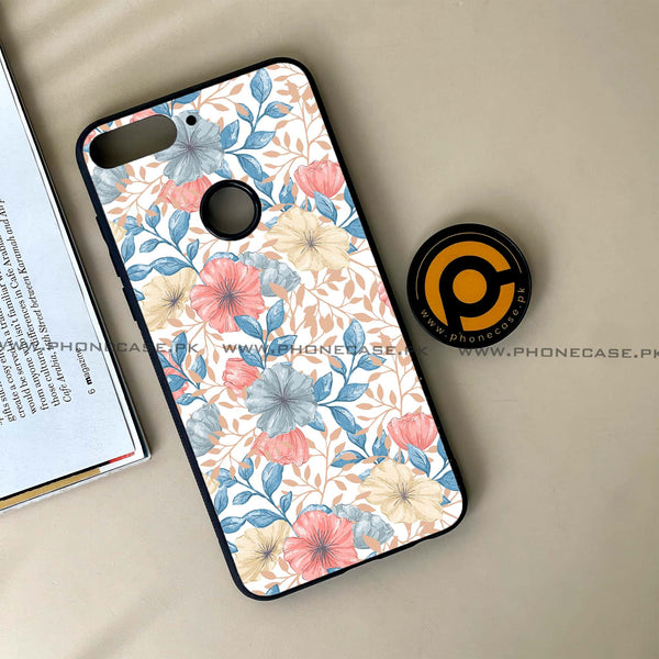 HUAWEI Y7 PRIME (2018) - Seamless Flower - Premium Printed Glass soft Bumper Shock Proof Case