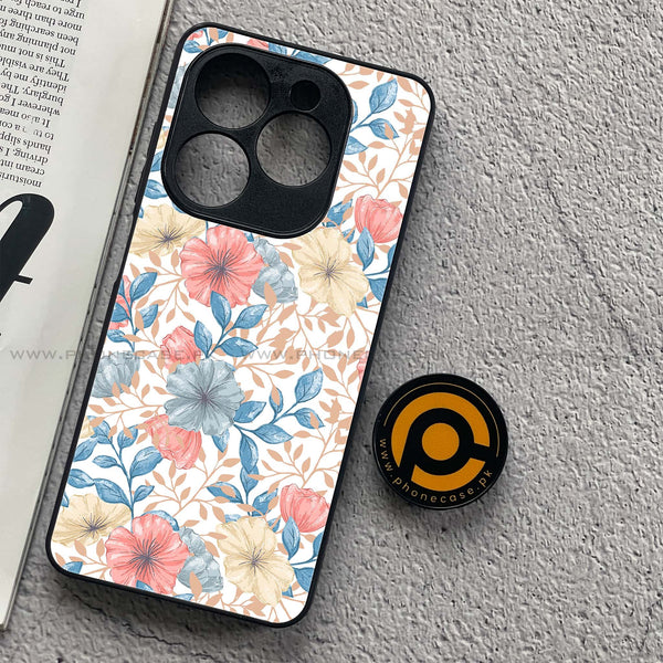 Tecno Spark 20C - Seamless Flower - Premium Printed Glass soft Bumper Shock Proof Case