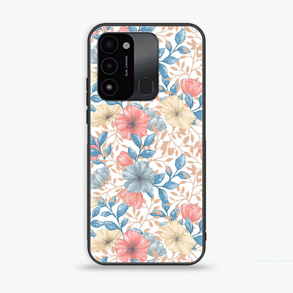 Tecno Spark Go 2022 - Seamless Flower - Premium Printed Glass soft Bumper Shock Proof Case
