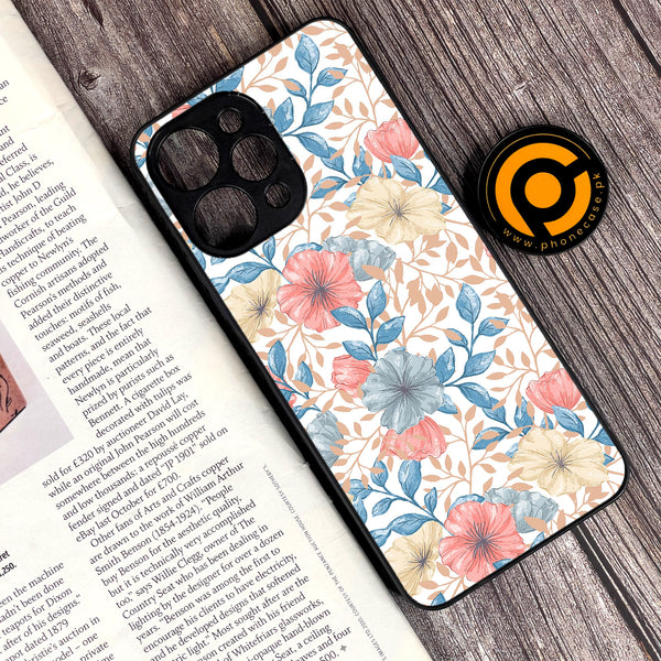 Xiaomi Redmi 12 - Seamless Flower - Premium Printed Glass soft Bumper Shock Proof Case CS-45644