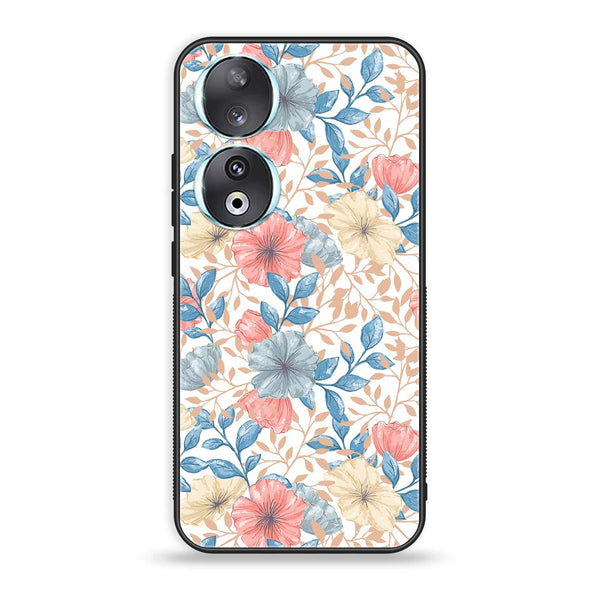 Huawei Honor 90 - Seamless Flower - Premium Printed Glass soft Bumper Shock Proof Case