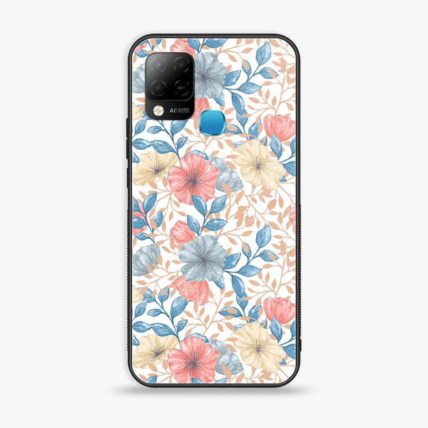 Infinix Hot 10s  Seamless Flower  Premium Printed Glass soft Bumper Shock Proof Case