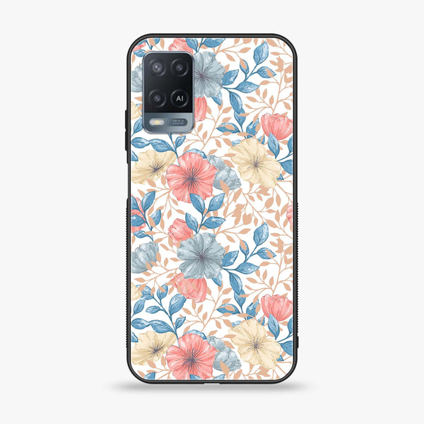OPPO A54 - Seamless Flower - Premium Printed Glass soft Bumper Shock Proof Case