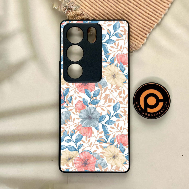 Vivo V29 - Seamless Flower - Premium Printed Glass soft Bumper Shock Proof Case CS-32979 CS-40274