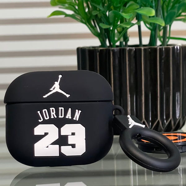 Apple Airpods Pro Jordan Jersey Black Shock Proof Silicone Case with holding clip
