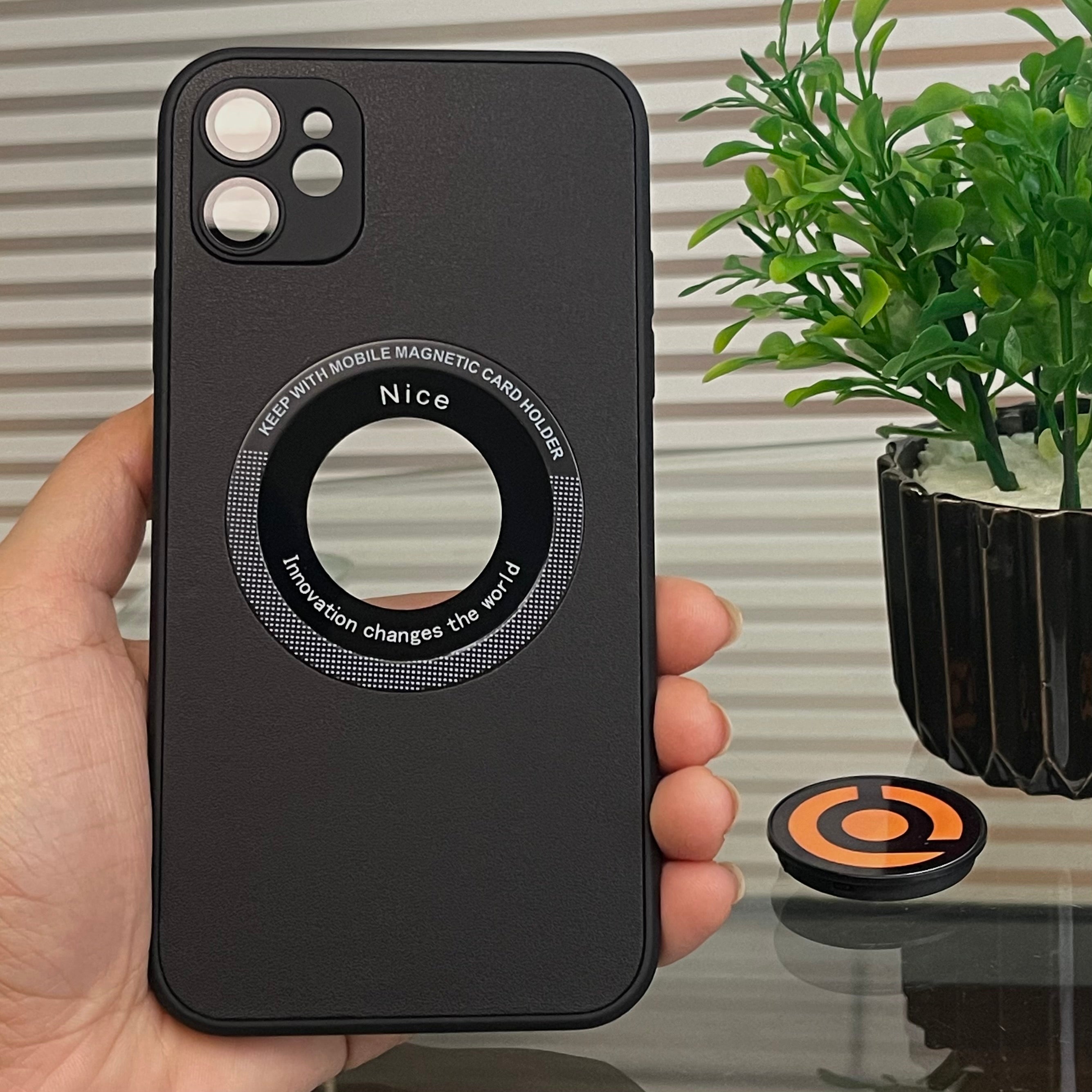 iPhone 11 Built-in Camera Lens Leather Magnetic MagSafe Supported Case