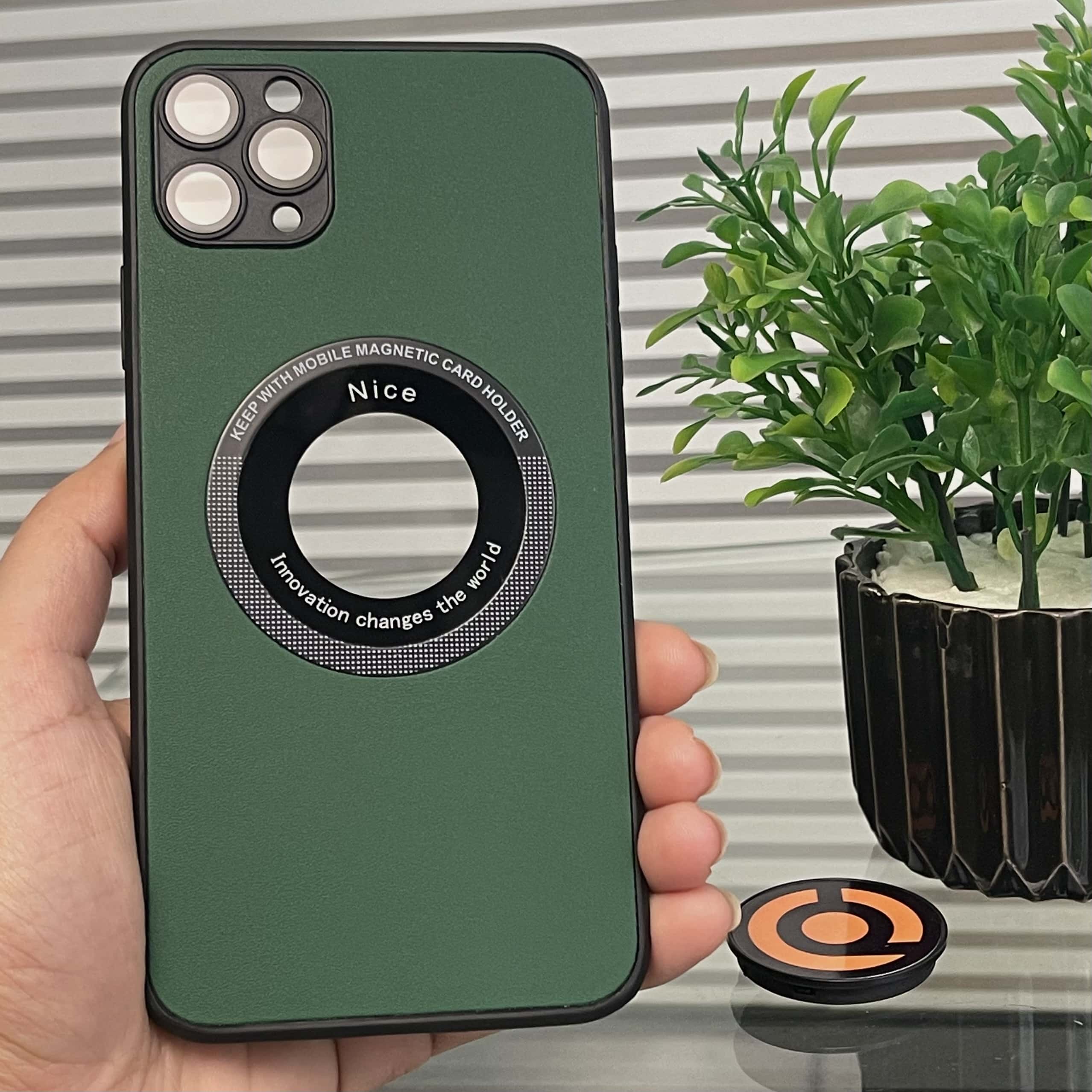 iPhone 11 Pro Max Built-in Camera Lens Leather Magnetic MagSafe Supported Case