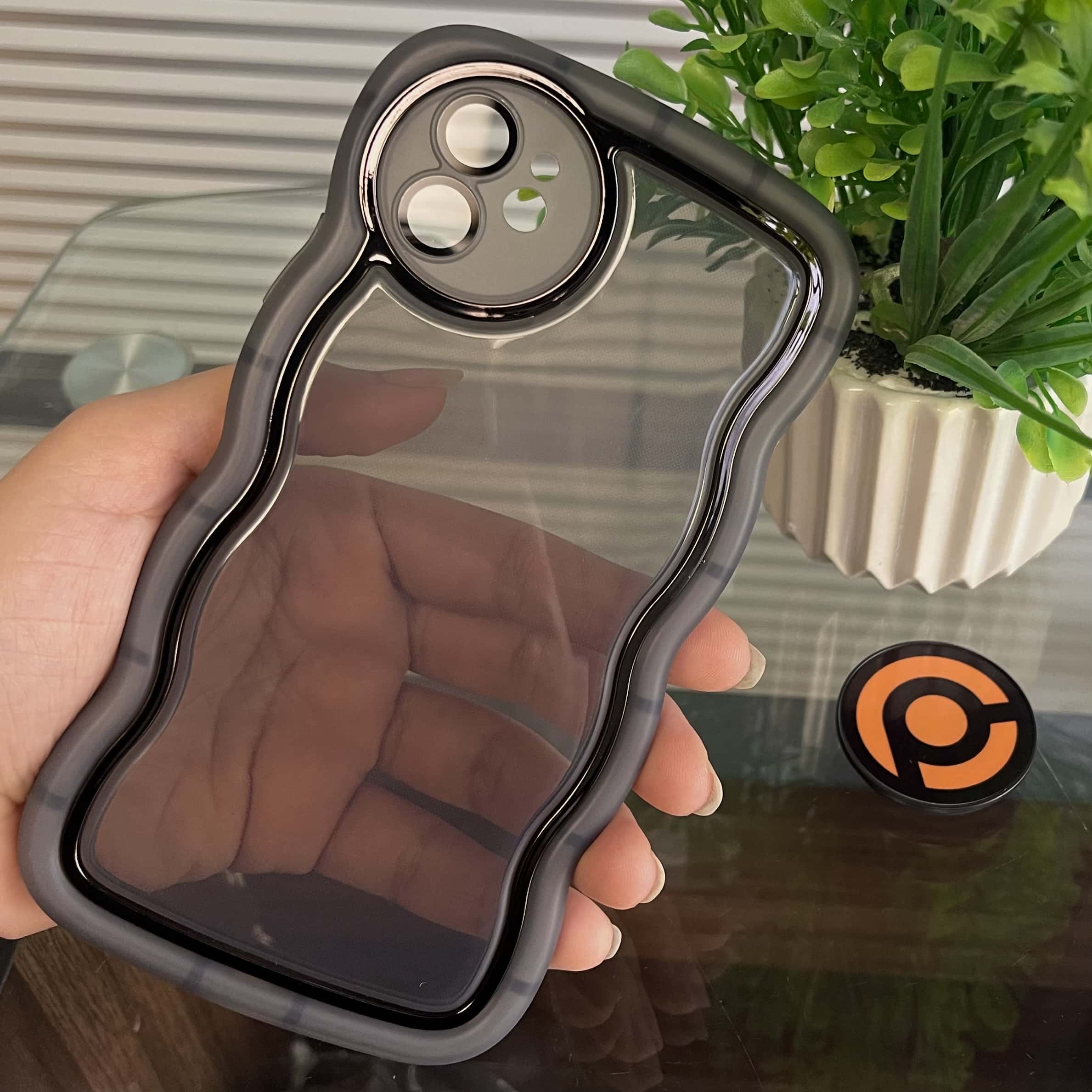 iPhone 11 Wave Shape Round Camera ShockProof Case with Built-in Camera Lens Protection