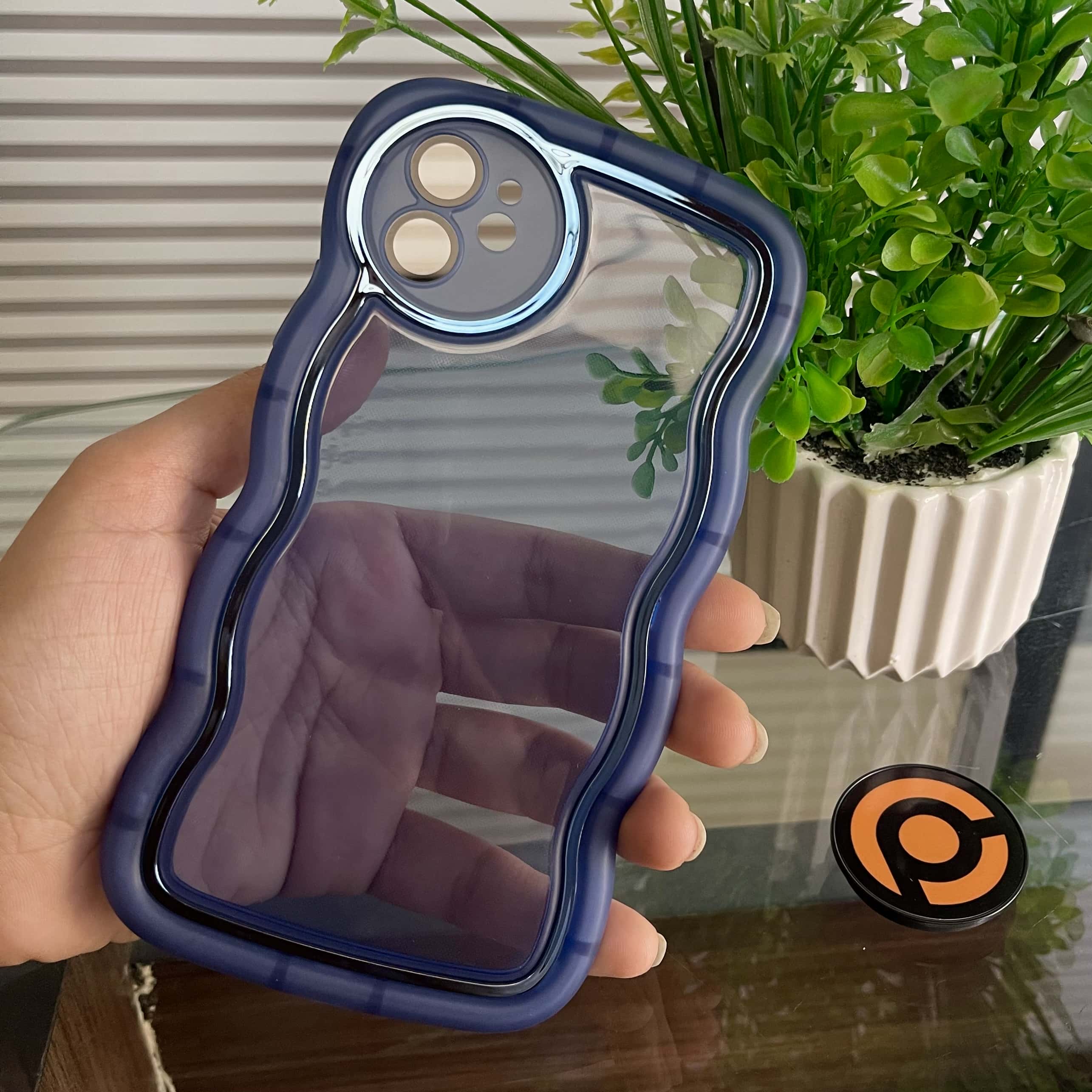 iPhone 11 Wave Shape Round Camera ShockProof Case with Built-in Camera Lens Protection