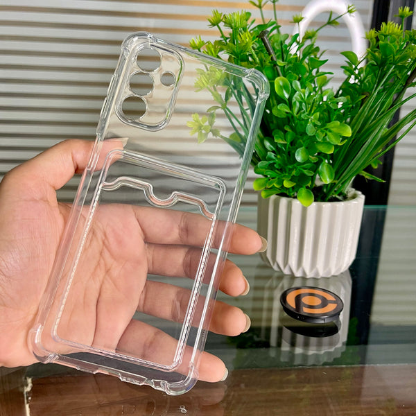 Galaxy A13 Wallet Card Holder Transparent Slot ShockProof Case