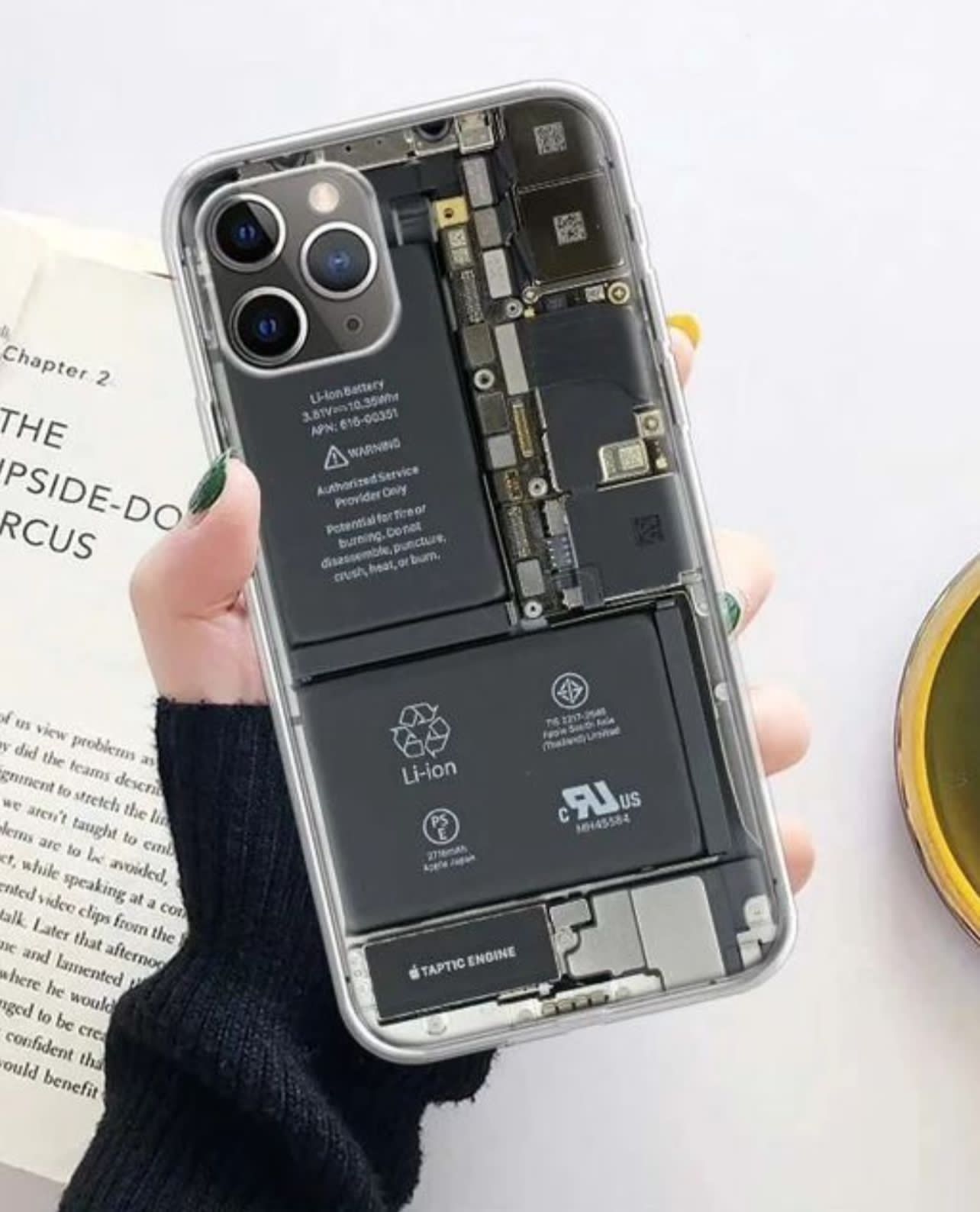 Premium iPhone all Models Circuit Design Back Glass Case with Built-in Camera Lens Protection
