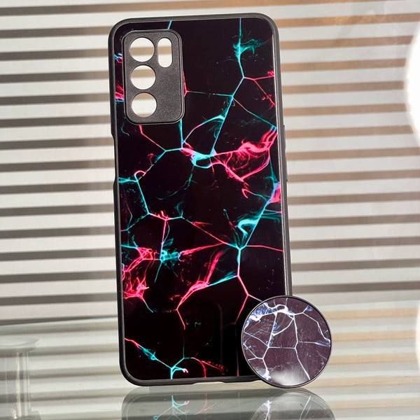 OPPO A16 Black Marble Series Glass Case CS-41248