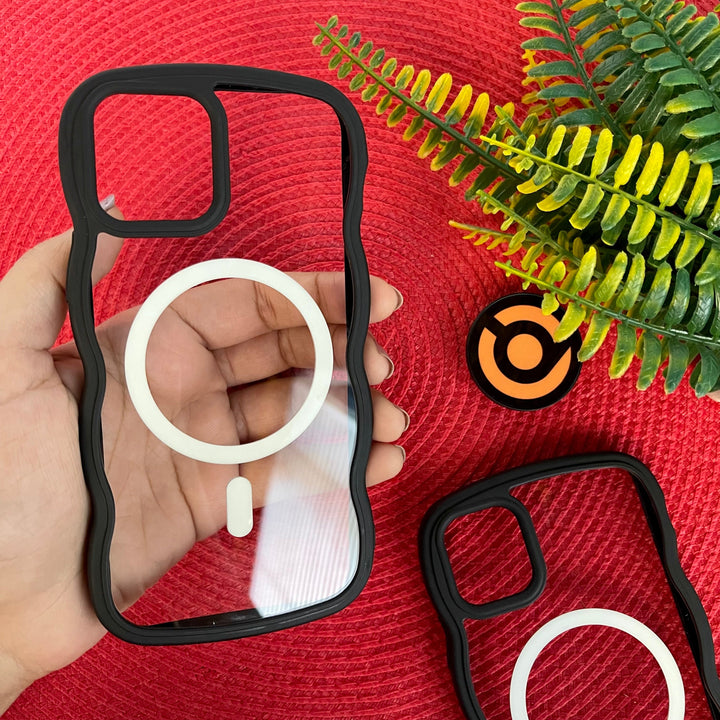 iPhone 15 MagSafe Supported Curly Wave Shape Anti-Yellow Case