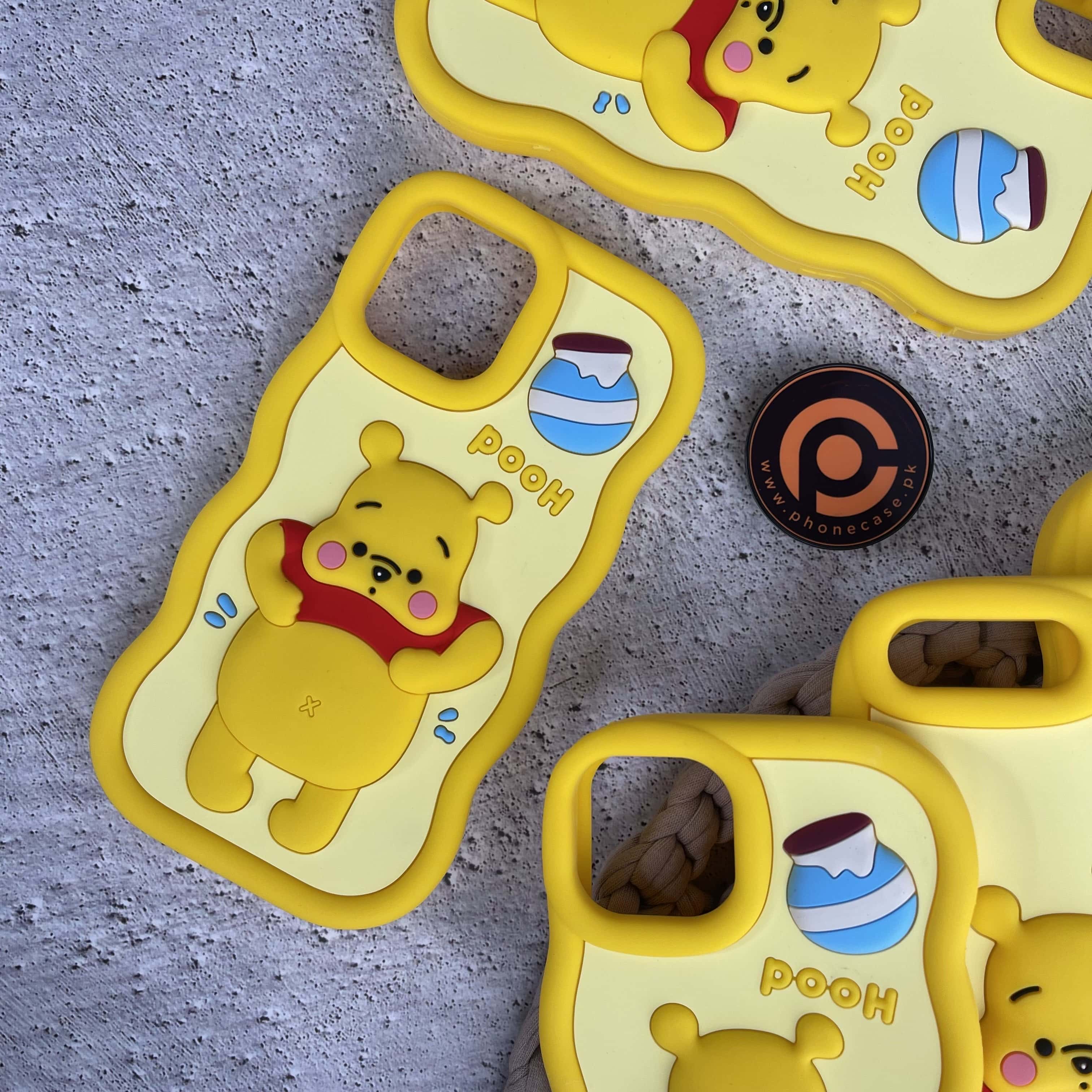 iPhone All Models Pooh Silicone ShockProof Rubber 3D Case