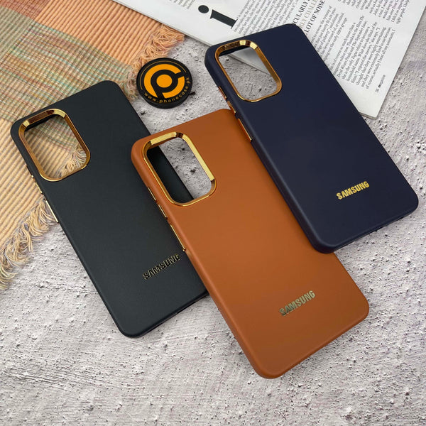Galaxy A73 Premium Dual layer Leather Feel Electroplated Case