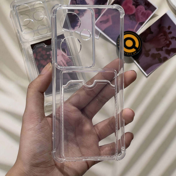 Oppo Reno 11F Wallet Card Holder Transparent Slot ShockProof Case