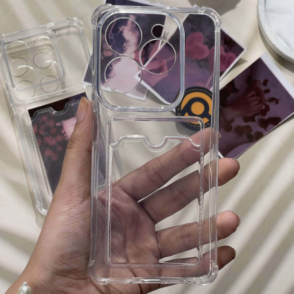Infinix Hot 40 Wallet Card Holder Transparent Slot ShockProof Case