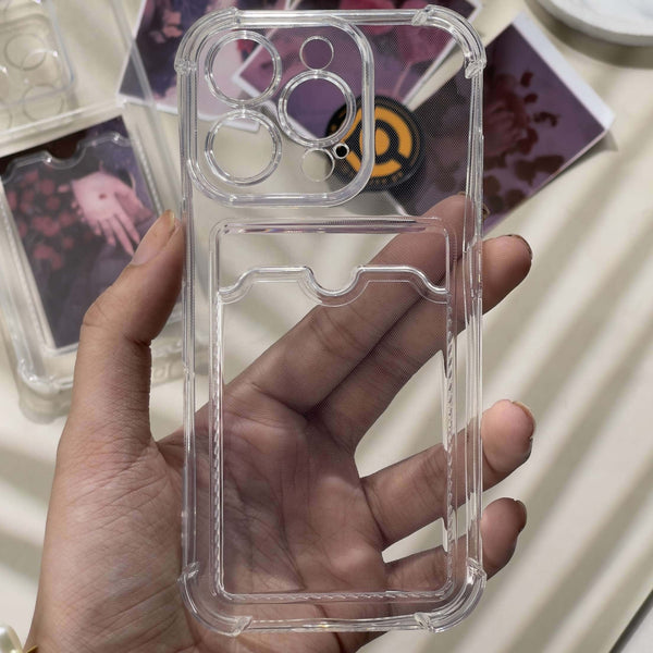 iPhone 16 Pro Wallet Card Holder Transparent Slot ShockProof Case