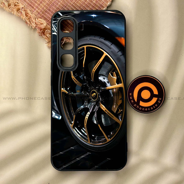 Infinix Hot 60 Pro - Racing Car Red Blade RIM - Premium Metal Printed soft Bumper shock Proof Case