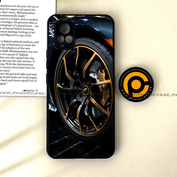 Vivo V20 - Racing Car Red Blade RIM - Premium Printed Glass soft Bumper Shock Proof Case