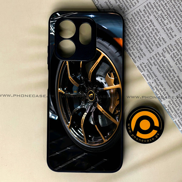 Infinix Hot 50i - Sports Car Rim - Premium Printed Glass soft Bumper Shock Proof Case