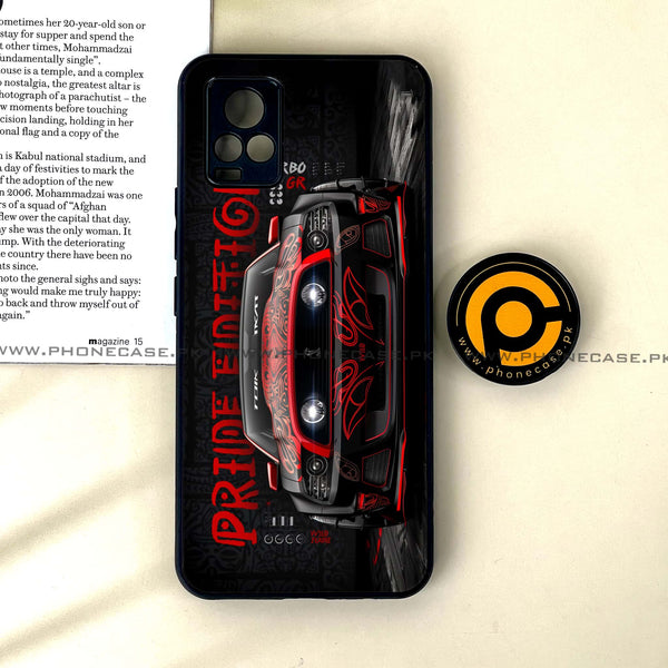 Vivo V20 - Sport Car - Premium Printed Glass soft Bumper Shock Proof Case