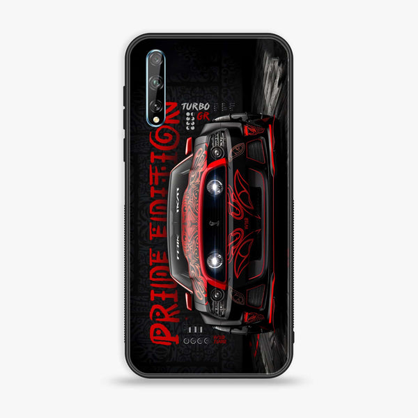 Huawei Y8p - Sport Car - Premium Printed Glass soft Bumper Shock Proof Case