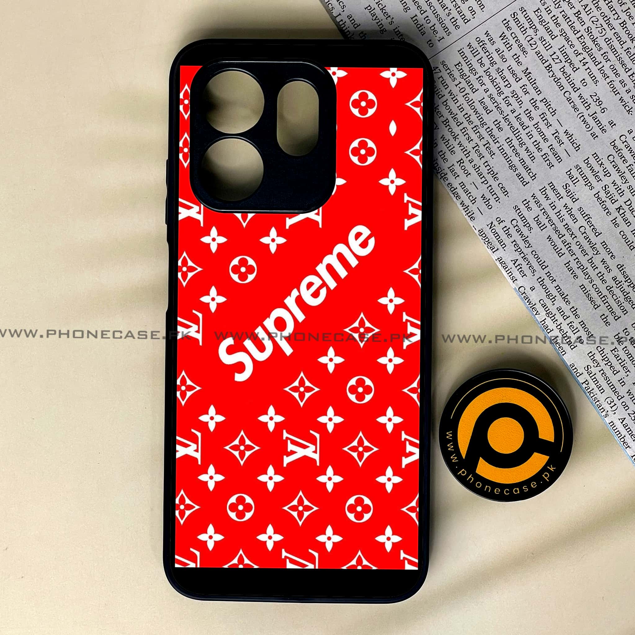 Infinix Hot 50i - Supreme Series - Premium Printed Glass soft Bumper shock Proof Case