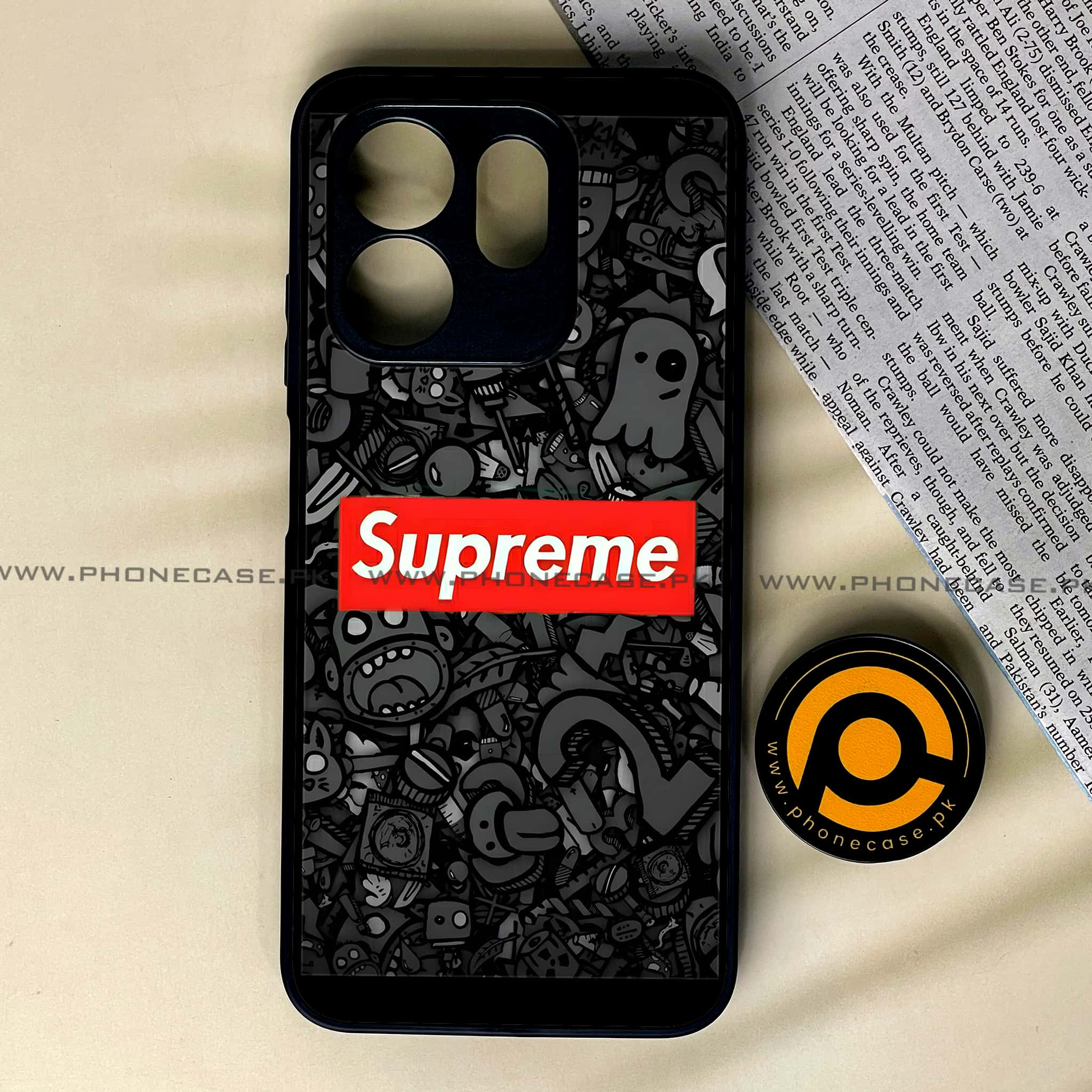 Infinix Hot 50i - Supreme Series - Premium Printed Glass soft Bumper shock Proof Case