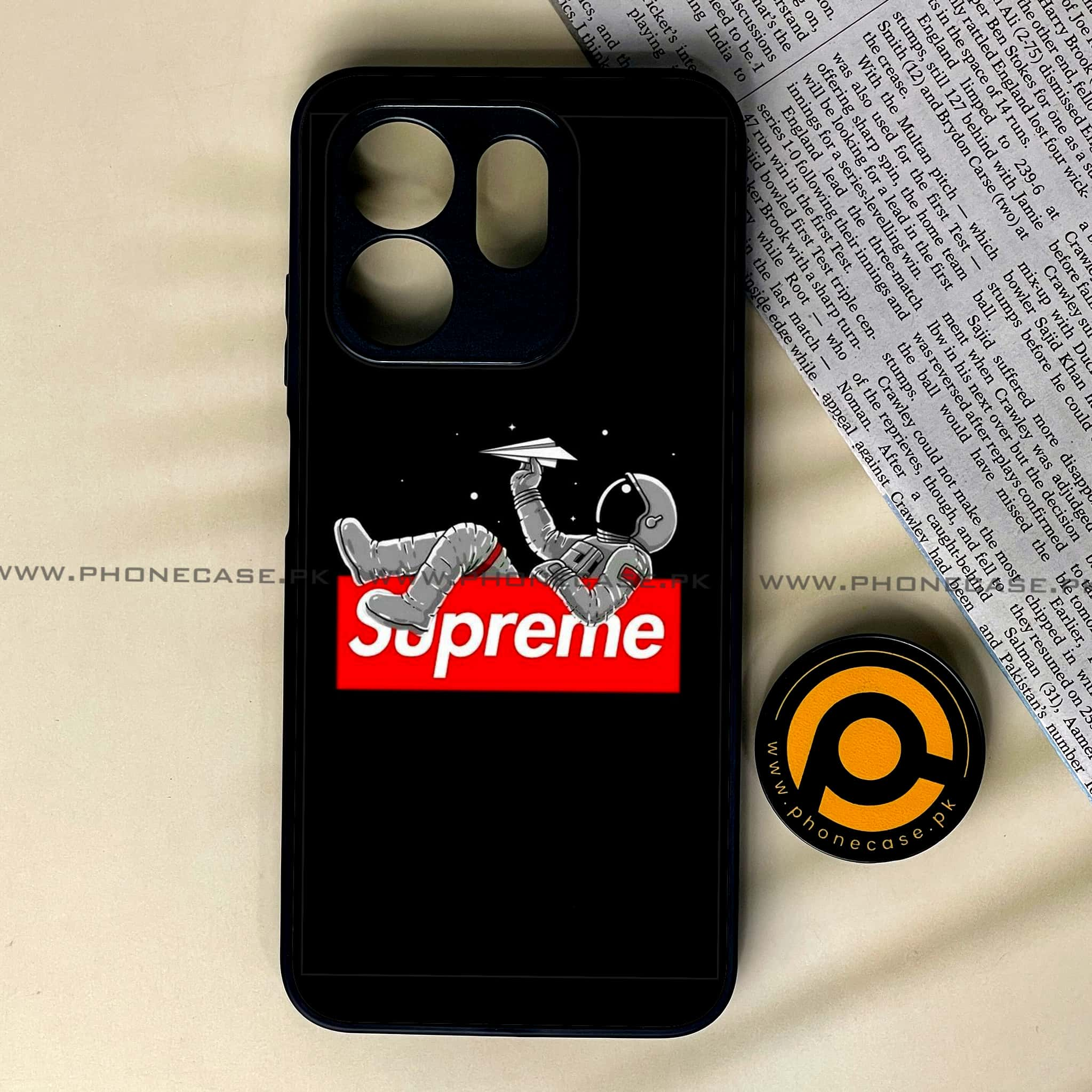 Infinix Hot 50i - Supreme Series - Premium Printed Glass soft Bumper shock Proof Case